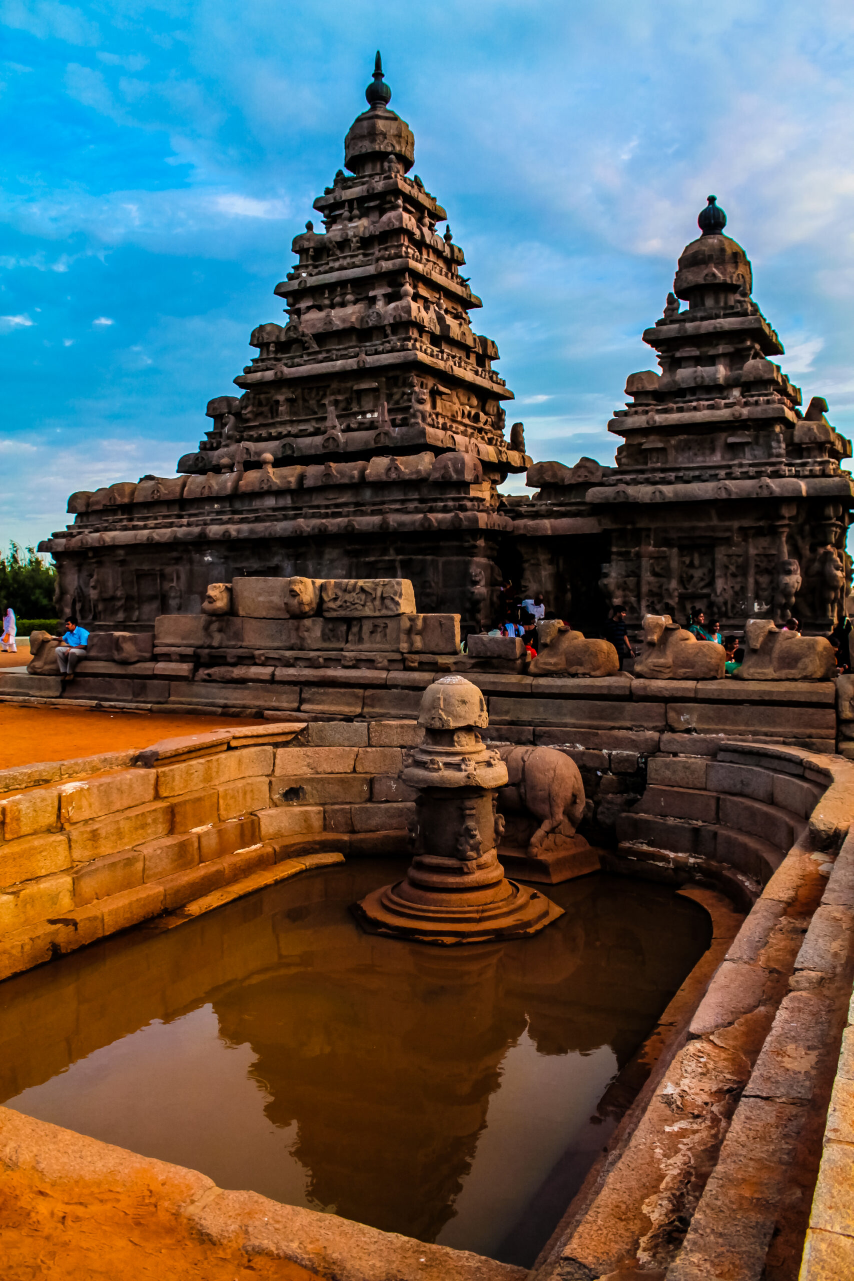 The 8th-century Sea Shore Temple at Mahabalipuram, a UNESCO World Heritage site
