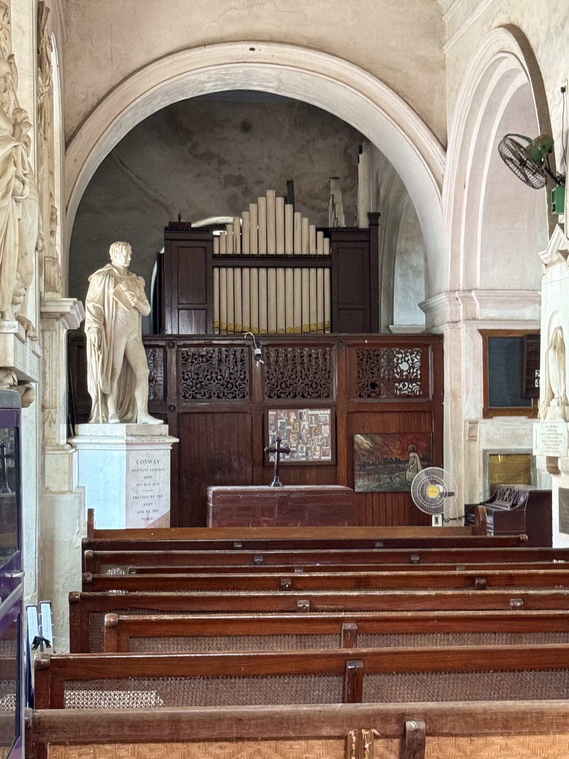 Historic pipe organ at St. Mary's Church Fort St. George