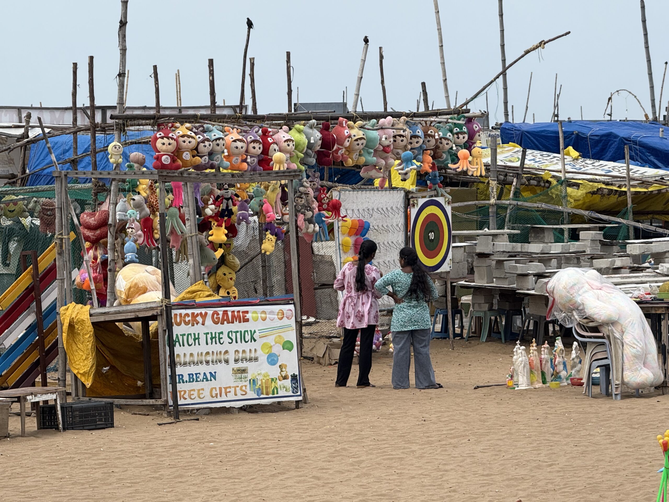 Visitors enjoying activities at Besant Nagar Beach Chennai
