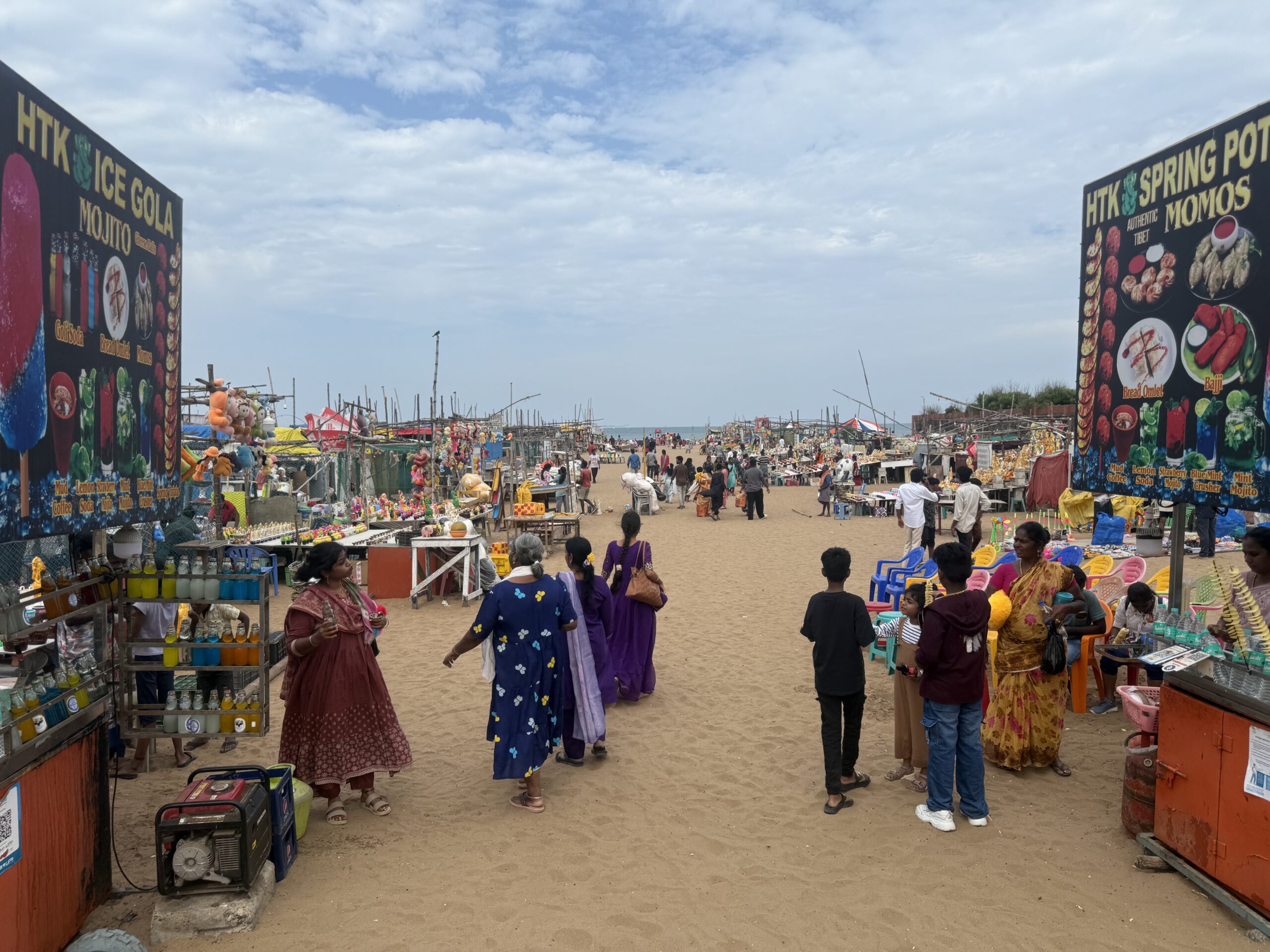 Food stalls at Besant Nagar Beach Chennai
