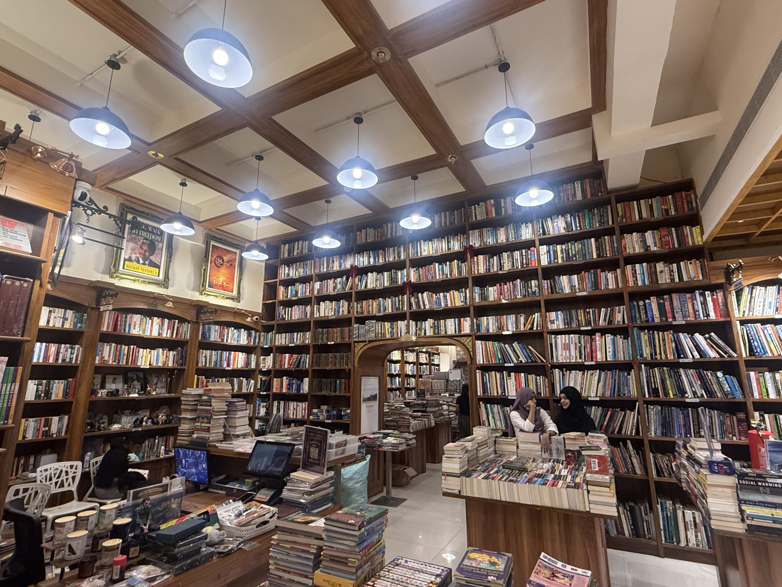 Bookshelves inside Moore Market Bookstore Velachery Chennai