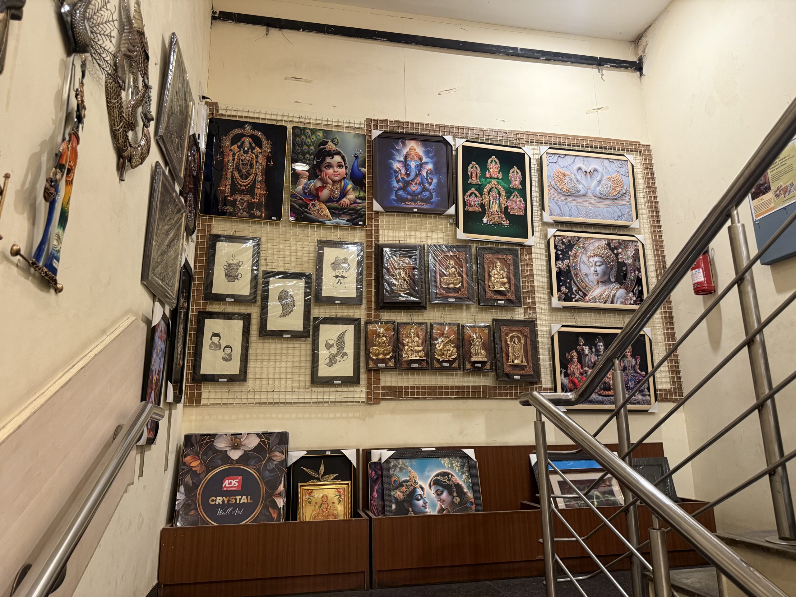 Art displays and curated collections inside Odyssey Adyar Chennai