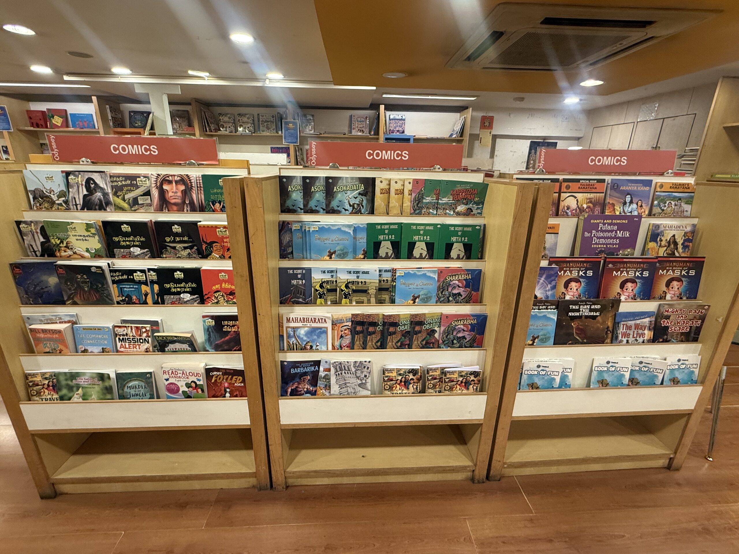 Comics and graphic novels section at Odyssey Chennai