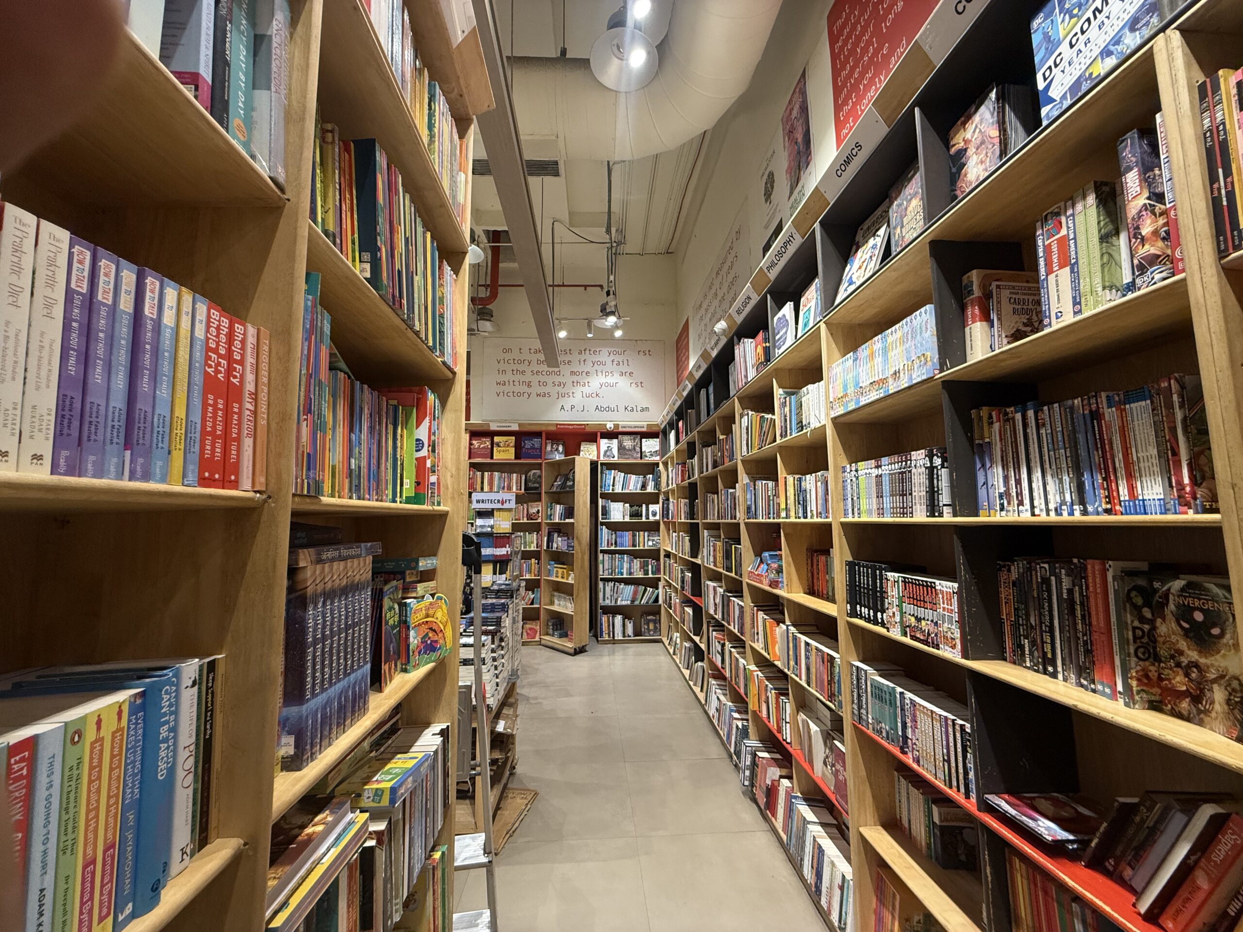 Bookshelves inside Om Book Shop Phoenix Marketcity Chennai