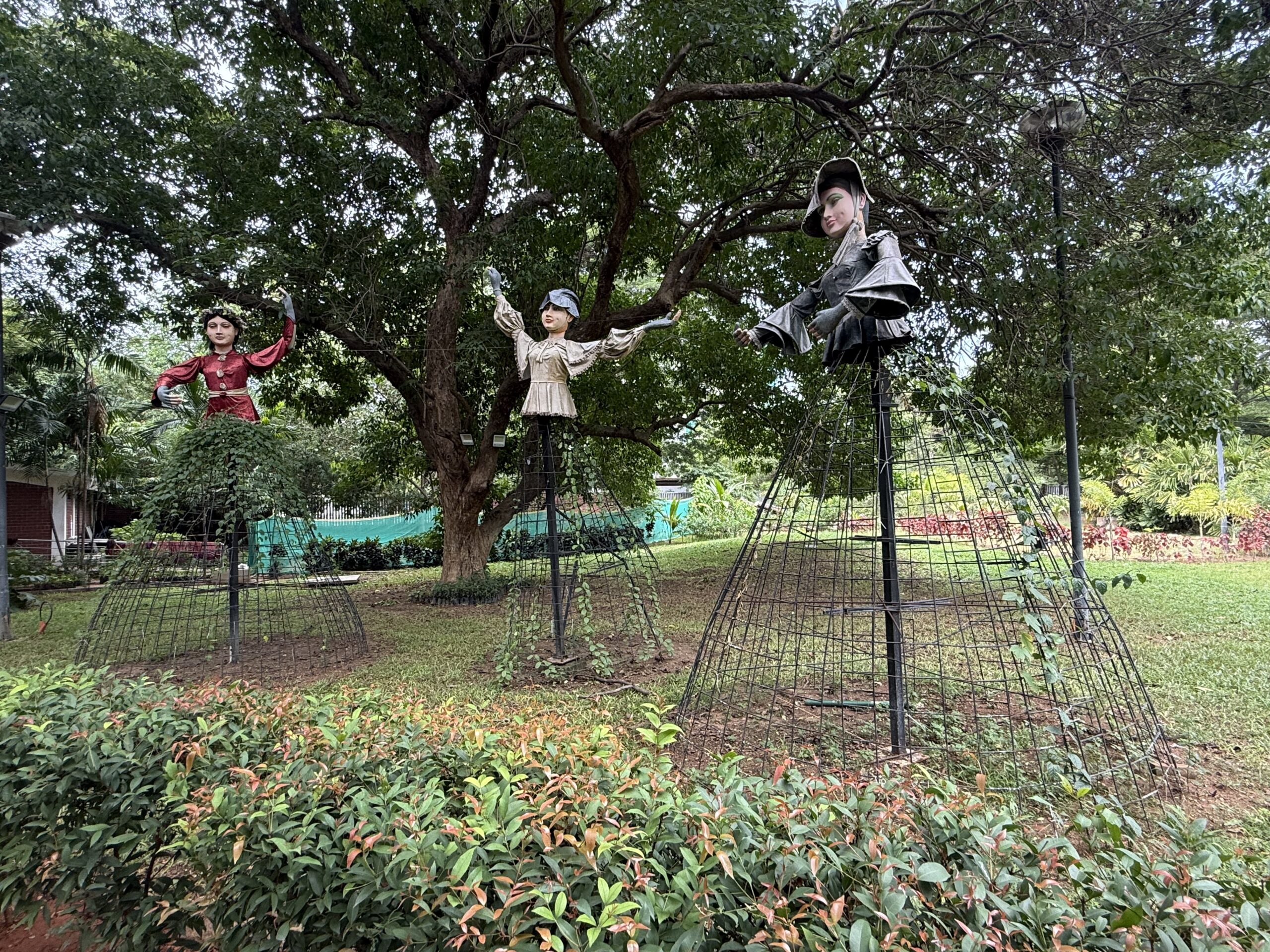 Decorative puppet art installation at Semmozhi Poonga Chennai
